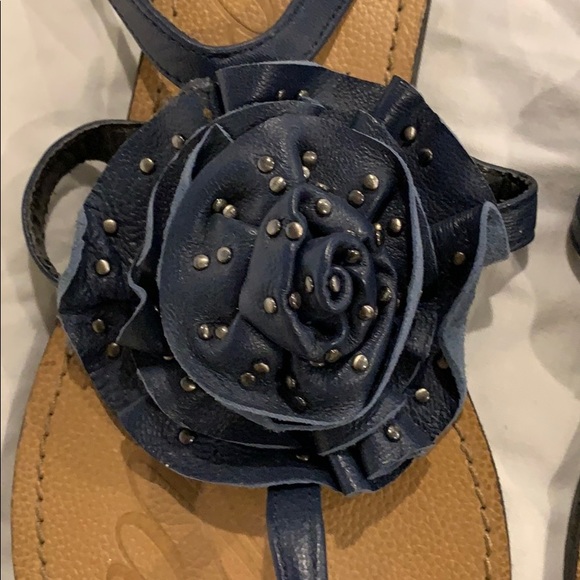 Navy blue leather sandals - Picture 2 of 5